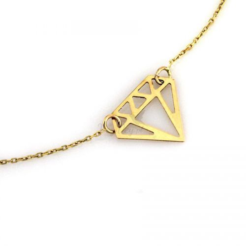 Złoty naszyjnik z diamentem origami.