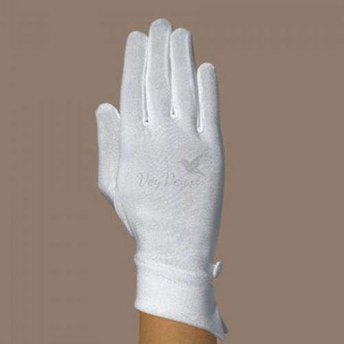 Rękawiczki komunijne z ozdobnym mankietem.