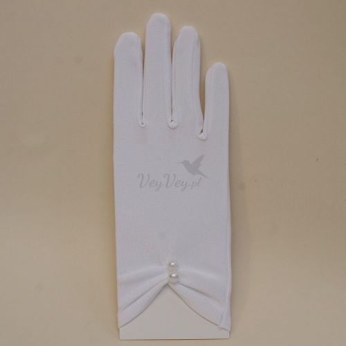 Komunijne, białe rękawiczki, ozdobione perełkami
