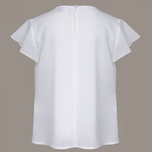 Biała bluzka szkolna z krótkimi rękawami i gipiurowa wstawką