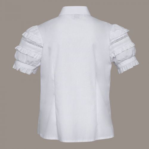 Biała koszulowa bluzka szkolna z krótkimi rękawami