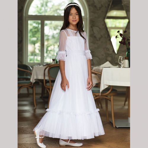 Długa, biała sukienka komunijna
