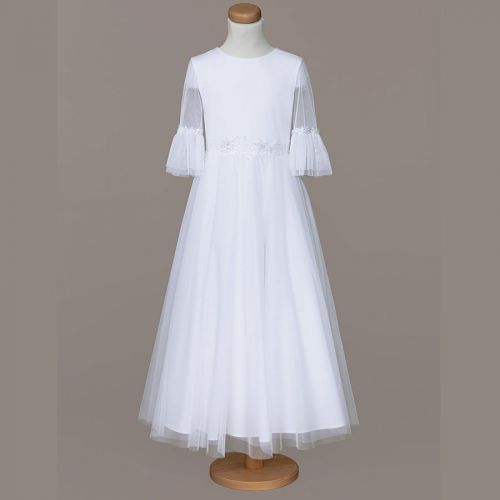 Biała, długa suknia do I Komunii