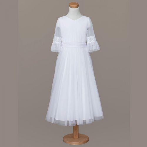 Biała sukienka do I Komunii z oryginalnym tyłem