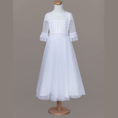 Biała sukienka komunijna z tiulu