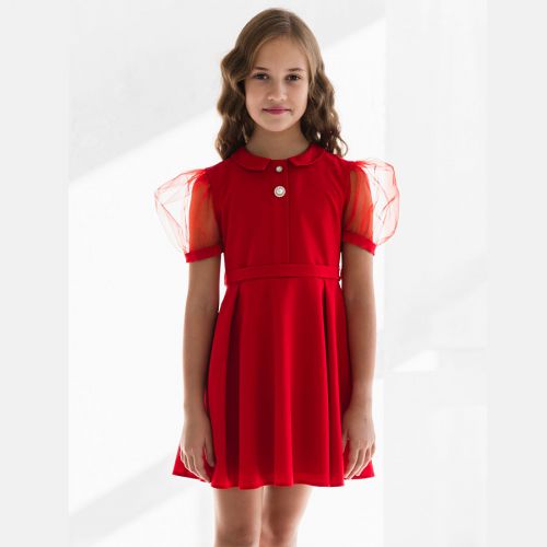 Czerwona sukienka dziewczęca, wizytowa, świąteczna