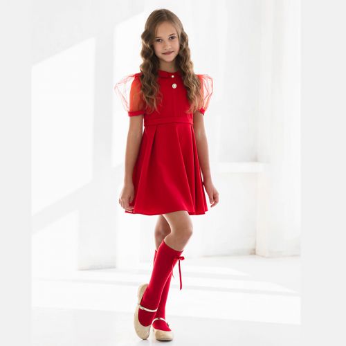 Czerwona sukienka dziewczęca, wizytowa, świąteczna
