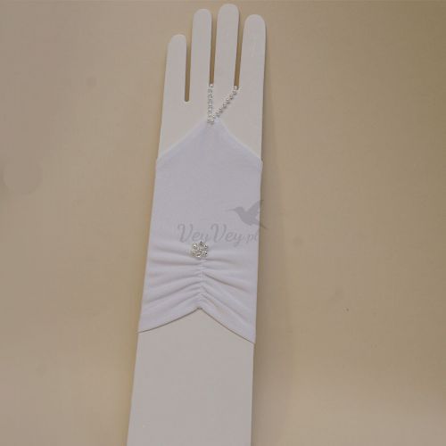 Białe rękawiczki komunijne, na palec